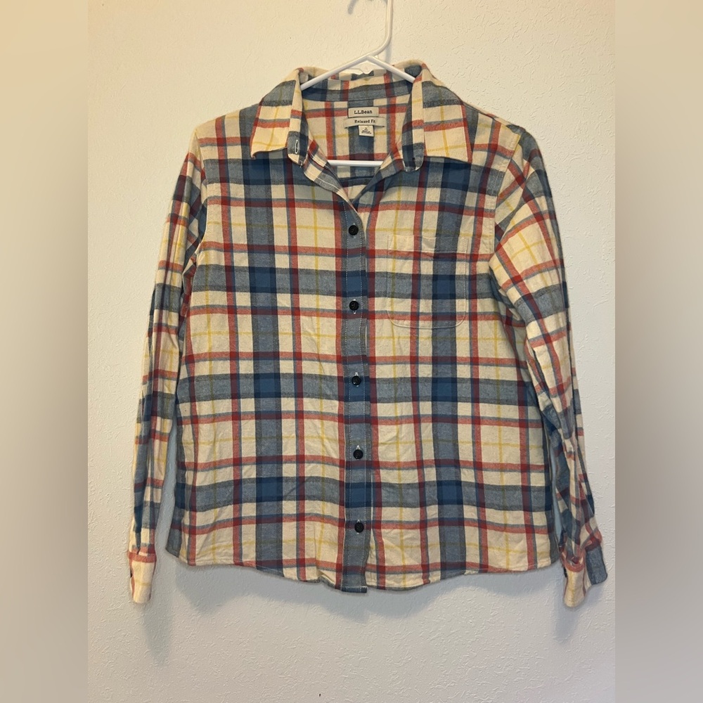 L.L. Bean Multicolor Plaid Relaxed Fit Shirt Size S